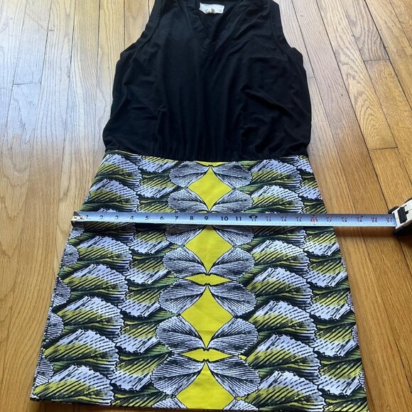 ARTELIER Nicole Miller Size 8 Black Yellow White Geometric Blouson Pencil Dress - Picture 6 of 13